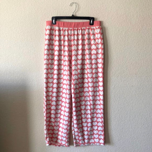 KATE SPADE 2pc Pajama Set All Over Heart Soft Vneck Straight Leg Pants Womens L - Picture 3 of 14